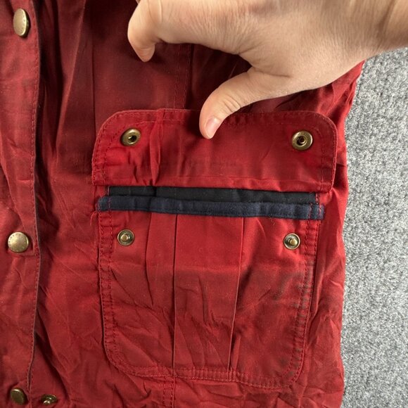 Barbour MORRIS UTILITY Waxed Jacket Women Full Zip Red Size 12 US Collared - Picture 14 of 16
